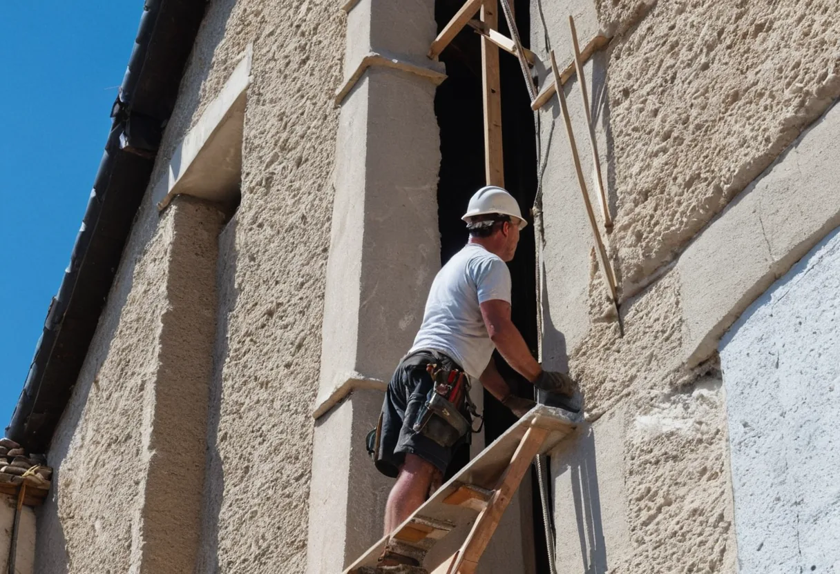Enduit à la chaux sur pierre